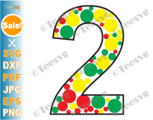 Polka Dot Number 2 SVG Clipart PNG Number Two Numero 2 Pattern