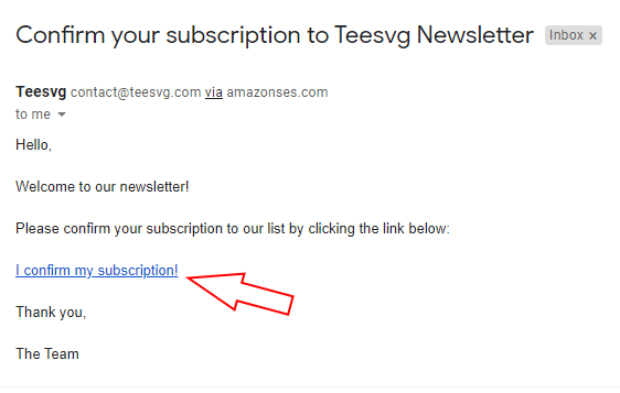 email confirme newsletter subscription - teesvg.com