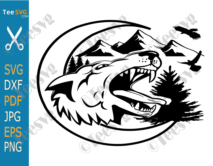 Wolf Moon SVG PNG Wolfpack SVG Wild Mountain Animal T-Shirt Decals Vinyl Cricut Cut Files Silhouette Clipart Vector Digital Dxf Png Eps Ai