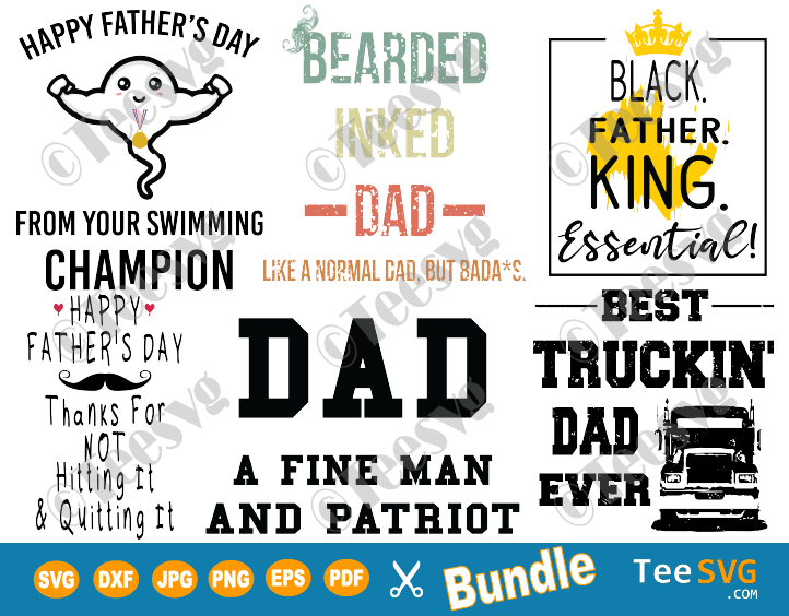 Fathers Day Bundle SVG PNG Dad Life Quotes Sayings Cut File Funny Shirt Gift