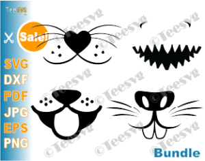 Download Funny Face Mask Svg Cut File Pattern Bundle Animal Dog Face Shark Smile Bunny Mouth Cat Whisker Design Teesvg
