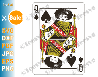 Afro Queen of Spades SVG Black Queen of Spade Card Game PNG Cut files for Girl & Woman