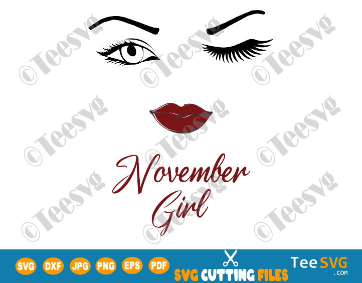 Download November Girl SVG Eyes Wink Face PNG Lips Winked Eye ...