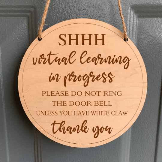 Virtual Learning Sign For Door Hanger Svg Shhh Distance Online E Learning Don T Knock Svg Teesvg