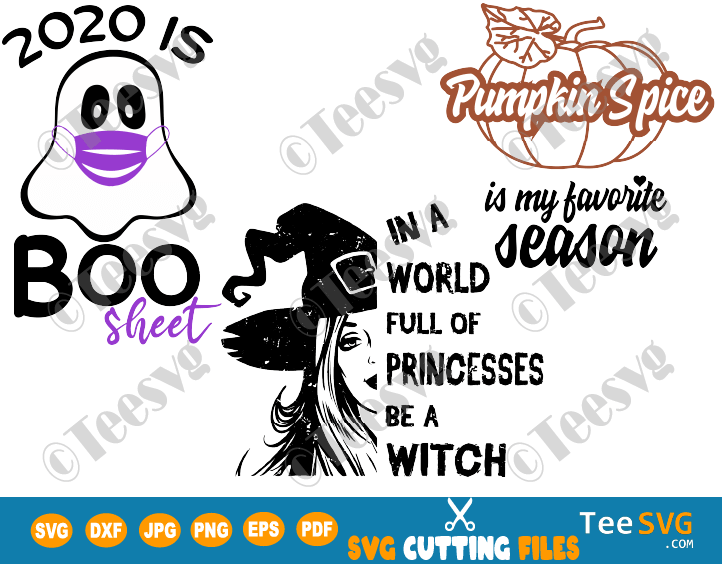 Halloween SVG Bundle Halloween PNG Bundle 4 Designs For Kids Adults Cute shirt Cricut Silhouette Personal Commercial Use