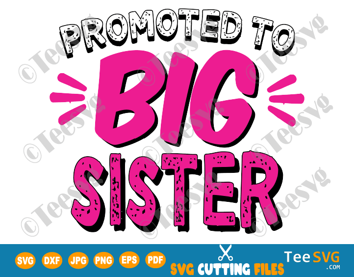 Promoted to Big Sister SVG New Sibling New Sis Announcement Infant Toddler Kids PNG Girl Cutting file Shirt Download