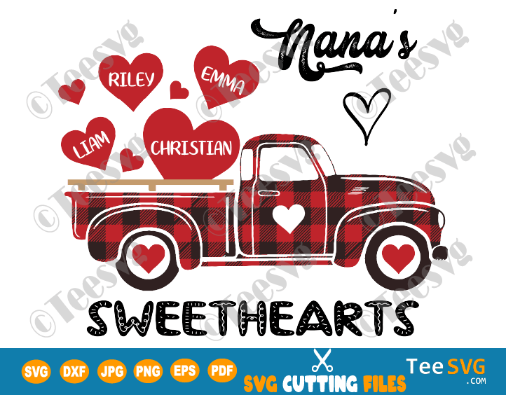 Download Nana S Sweethearts Svg Png Personalized Grandma S Sweethearts Truck Svg Valentines Red Plaid Nana Truck Svg Grandmother Sweetheart Shirt With Names Grandkids Grandchildren Valentine Day Crafts Teesvg Etsy Pinterest