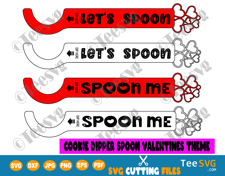 Cookie Dipper Spoon SVG Valentines Day Theme Cookie Spoon SVG File Dunker Spoons Dipr Cookies Valentines SVG Glowforge Hearts diy spoon crafts