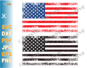Free American Flag SVG Cut File Distressed Vector Clip Art USA US Stars