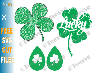 Shamrock SVG Free Bundle Images Mandala Earring Celtic Lucky Distressed Shamrock SVG File For Laser Cut Saint Patrick's Day