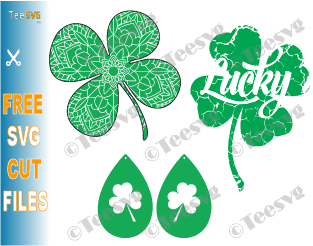 4 Leaf Clover Outline SVG, Lucky Clover SVG Vector Files