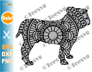 Bulldog Mandala SVG Files, Bulldog SVG Cut File Vector, Dog Mandala SVG, Puppy Cricut Image, Dog Breeds SVG Files for Cricut