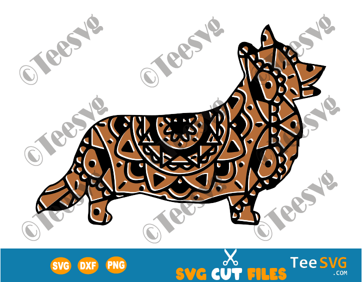 Corgi Mandala SVG Image, Pembroke Welsh Corgi, Dog Mandala SVG, Puppy Vector Art, Dog Breeds SVG Files for Cricut
