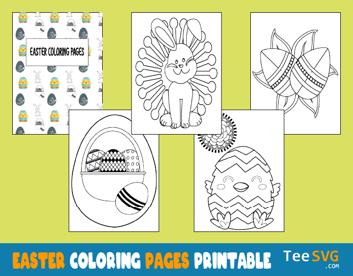 Easter Coloring Pages Printable Pdf (4 Pages) - Egg Bunny Basket Chick