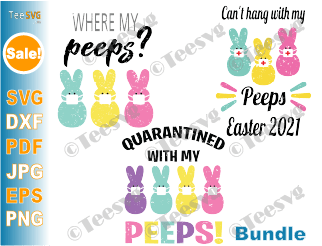 Easter SVG Bundle, Easter Quarantine Funny Peeps with Mask Quarantined Bunny Clip art