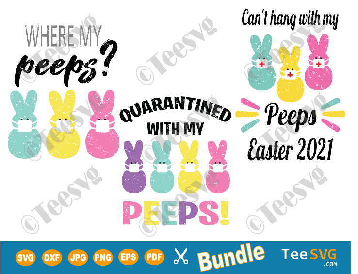 Easter SVG Bundle, Easter Quarantine Funny Peeps with Mask Quarantined Bunny Clip art