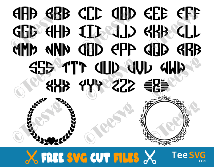 LV Circle Monogram FONT SET INSTANT DOWNLOAD print file SVG