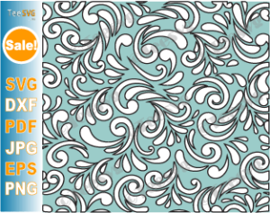 Seamless Floral Pattern SVG, Layered Black and White Turquoise