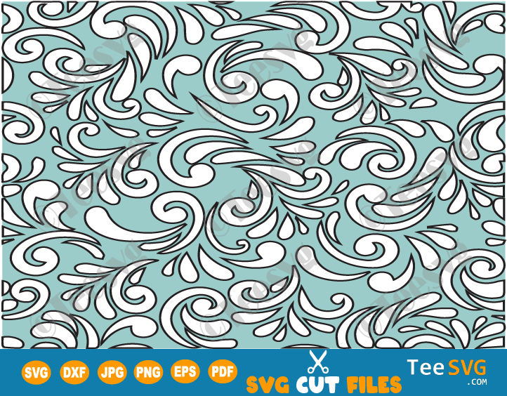 Seamless Floral Pattern SVG, Layered Black and White Turquoise Background, Western Floral Pattern SVG, Elegant Seamless Flowers Vector