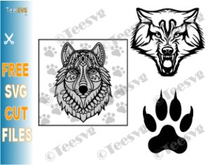 Download Wolf Svg Free Download Bundle Image Mandala Face Head Paw Print Svg File For Cricut Glowforge Teesvg Etsy Pinterest