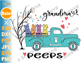 Grandma's Peeps SVG PNG Personalized Easter Grandma Peeps Tree SVG Bunny Granny Truck Grandma With Grandkids Names Shirt Sign Sublimation