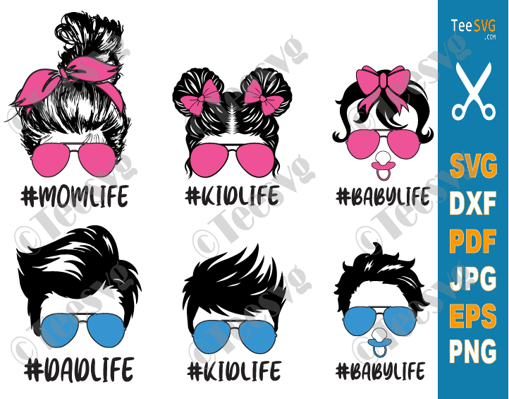 Download Family Life SVG Bundle, Fam life SVG, Messy Bun Family SVG, Bun Hair SVG, Mom Life Kid Life SVG ...