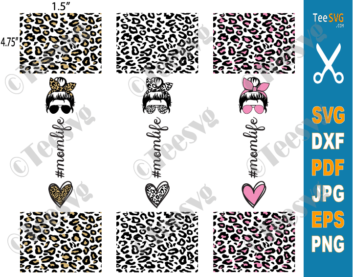 Mom Life Pen Wraps SVG PNG Bundle, Mom Life Leopard Waterslide SVG Wrap, Glitter Pen Wraps SVG, Cheetah Pen Warp, Glitter Pen Box SVG Patterns PNG JPG DXF