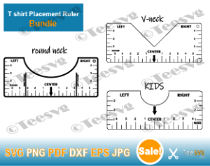 Download T shirt Ruler Bundle Pack SVG Round Neck V-neck and Kids T-shirt Alignment Ruler SVG DIY T shirt ...