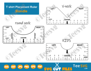 Download T shirt Ruler Bundle Pack SVG Round Neck V-neck and Kids T-shirt Alignment Ruler SVG DIY T shirt ...