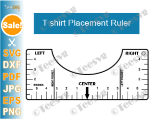 Tee Shirt Ruler SVG PDF Round Neck T shirt Ruler Guide SVG T-shirt