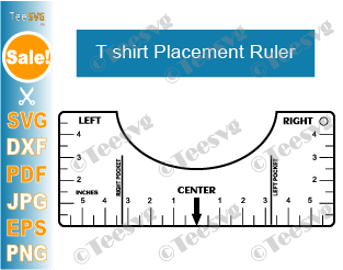 Tee Shirt Ruler SVG PDF Round Neck T shirt Ruler Guide SVG T-shirt Alignment Ruler Printable Cricut Tool Template