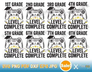 Graduation SVG Bundle Gamer Grade Level Complete SVG From First 1st to 8th School Grades SVG Class of 2021