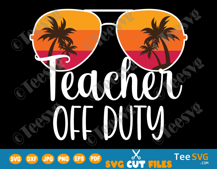 Funny Teacher Off Duty School's Out Design Teacher Off Duty Sunglasses Beach Retro Sunset Throw Pillow 16x16 Multicolor