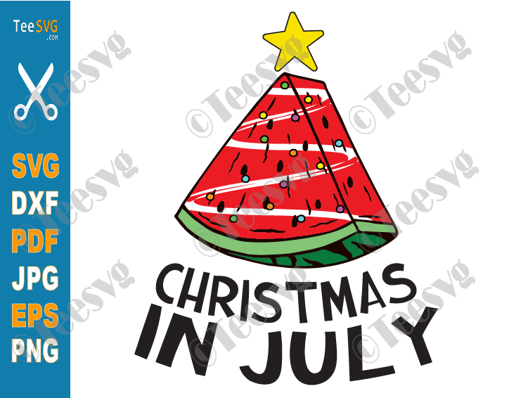 Christmas in July SVG Watermelon Xmas Tree Funny Melon Summer Beach PNG
