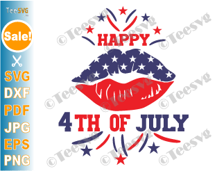 Happy 4th of July Lips SVG PNG Patriotic American USA Flag Fourth of July Lips Funny Shirt Sublimation