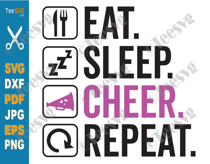 Cheerleader SVG Eat Sleep Cheer Repeat SVG Love Cheerleading SVG Files