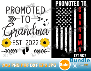 Promoted To Grandma 2022 SVG PNG Bundle American Flag Sunflower New Grandma, Future Grandma, Grandma To Be, Grandma Established EST 2022