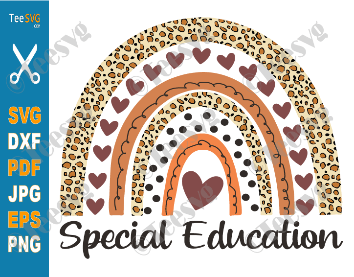 Special Education Teacher SVG Sped Ed Squad Leopard Rainbow Teachers Cricut Vector