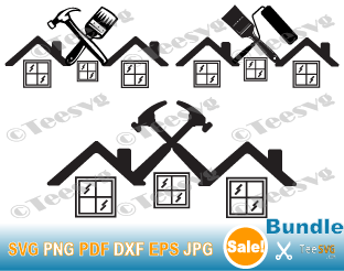 Construction Company Logo SVG PNG Download, Handyman LOGO Design, Roofer, Roof Hammers, Painter, Contractor, Building, Cricut Vector Graphic