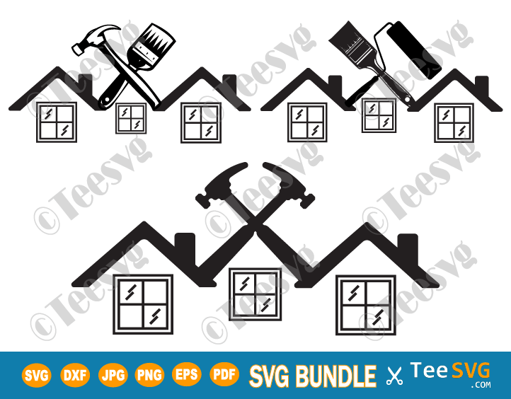 Construction Company Logo SVG PNG Download, Handyman LOGO Design, Roofer, Roof Hammers, Painter, Contractor, Building, Cricut Vector Graphic