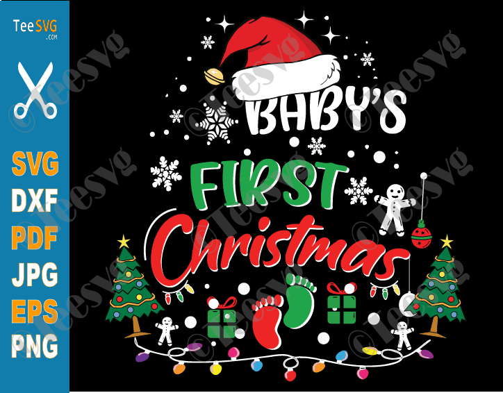 Baby's First Christmas SVG, PNG, Baby's 1st Christmas Ornament SVG, Baby Christmas Onesie SVG, Newborn First Xmas Baby Girl Boy T shirt SVG Gifts