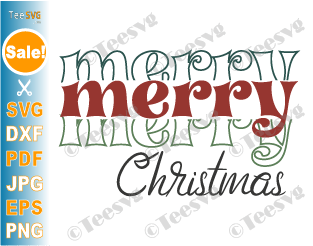 Merry Merry Merry Christmas SVG Retro Christmas Shirt SVG Mid Century Christmas Vintage Holiday Xmas Cut File PNG Sublimation