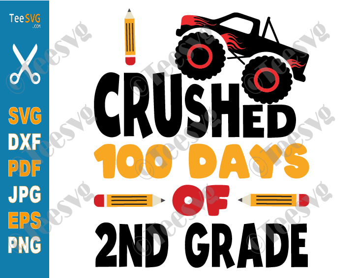 100 Days Of School Second Grade SVG I Crushed 100 Days Of 2nd Grade Boy Kids PNG
