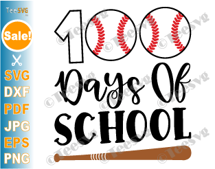 100 Days Of School Baseball SVG Kids Teacher Student 100th Days Gift Shirt PNG