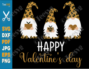 Happy Valentines Day SVG Gnomes Leopard Cute Heart Love Gnome Valentine ...