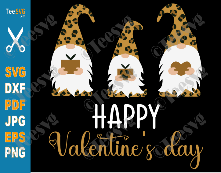 Happy Valentines Day SVG Gnomes Leopard Cute Heart Love Gnome Valentine Clipart PNG File
