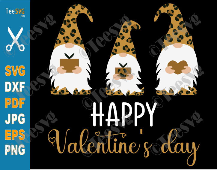 Happy Valentines Day SVG Gnomes Leopard Cute Heart Love Gnome