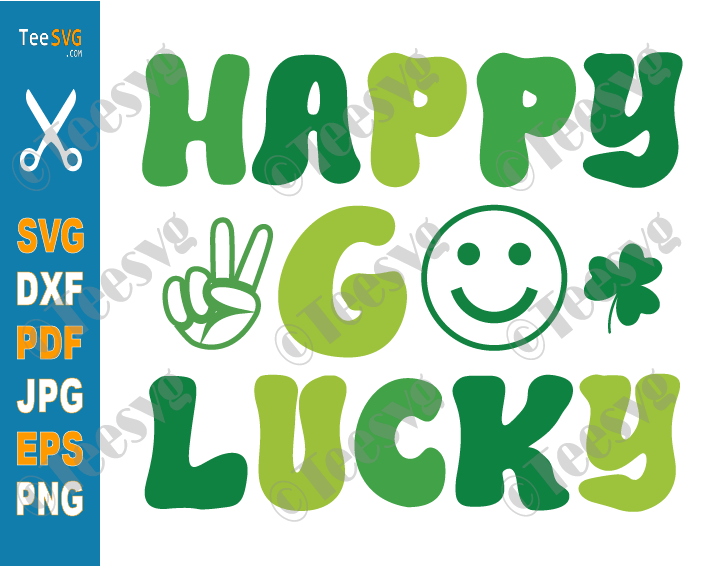 Happy Go Lucky SVG Retro St Patrick's Day SVG Funny Irish Shamrock Shirt Cut File PNG