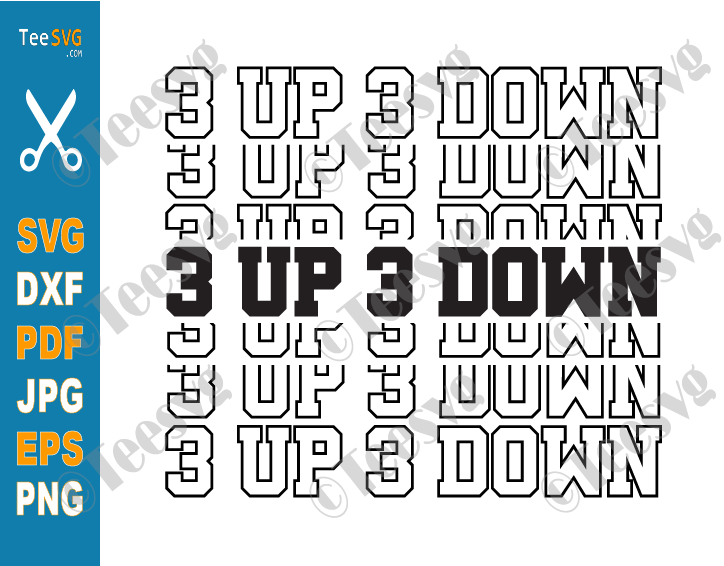 3 Up 3 Down SVG PNG Baseball Softball Cut File Stacked Sport 3Up 3Down Baseball Mom Cricut