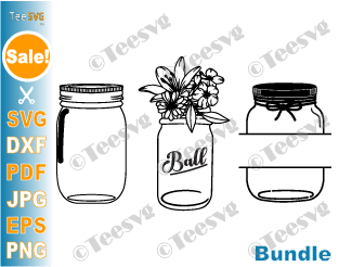 Mason Jar SVG Design Wildflower SVG File for Cricut Flower 